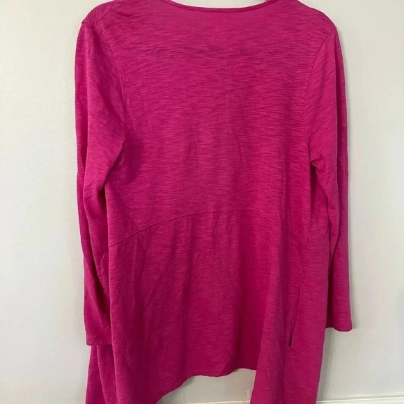 Chico's The Ultimate Tee Cotton Slub Cardigan Berry Pink Long Sleeve Size S GUC - Picture 7 of 7